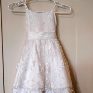 Size 6 Flower Girl, 6 layer White Dress by Tip Top